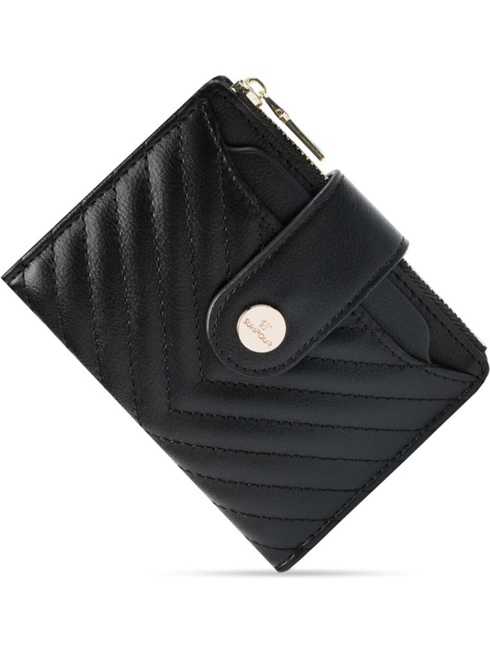 Compact Leather RFID Bifold Wallet for Women | Small Card Holder, Travel